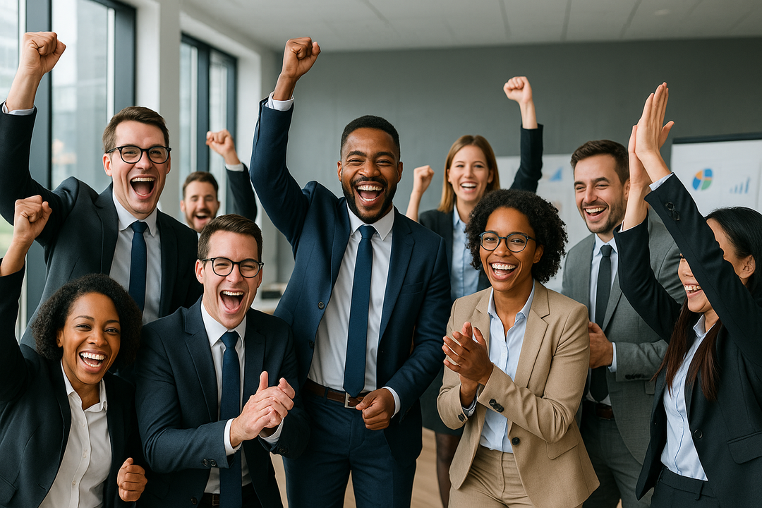BUSINESS team celebrating